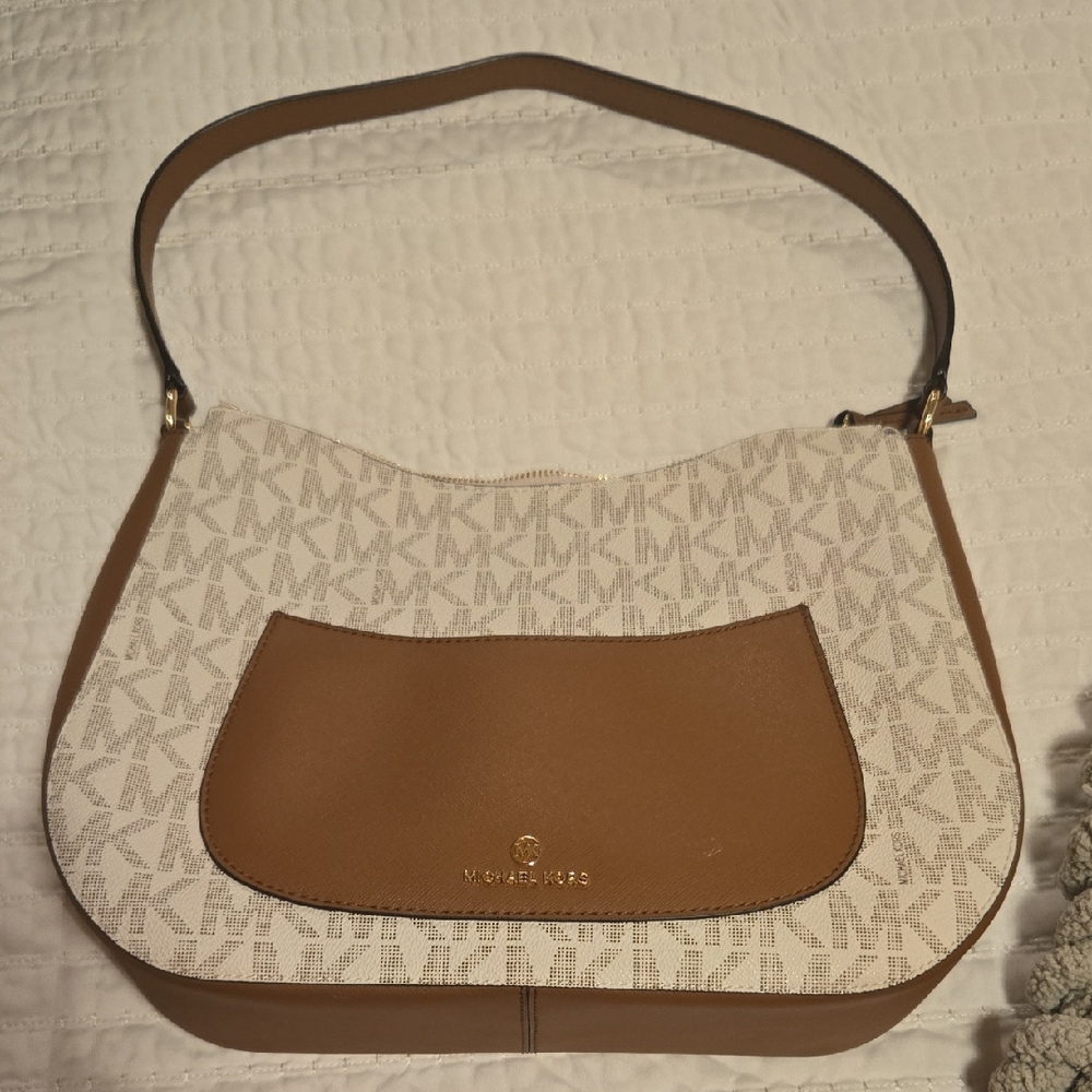 Michael Kors Brown and Cream Shoulder Bag